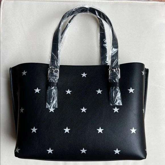 Star Print Tote Bag for Women Top-handle Crossbody Bag in Black - Picture 2 of 13